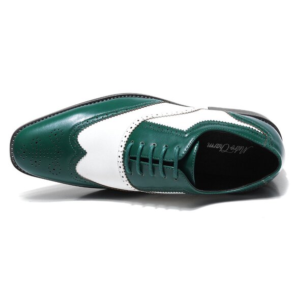 Green White 1920\'s Wingtip Lace up Oxford Dress Shoes main image 6